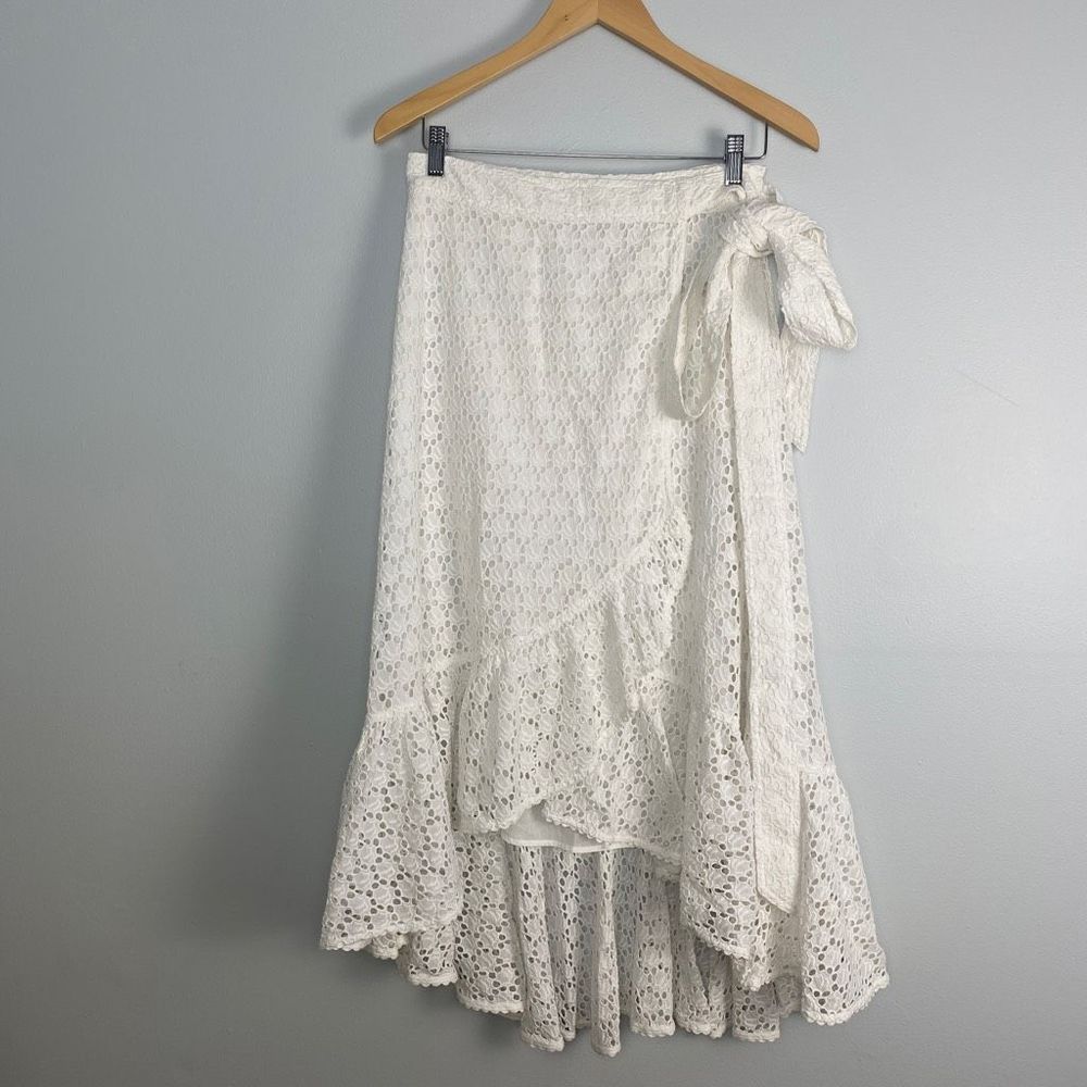 Polo by Ralph Lauren Cream Eyelet Wrap Midi Skirt - Picture 5 of 10